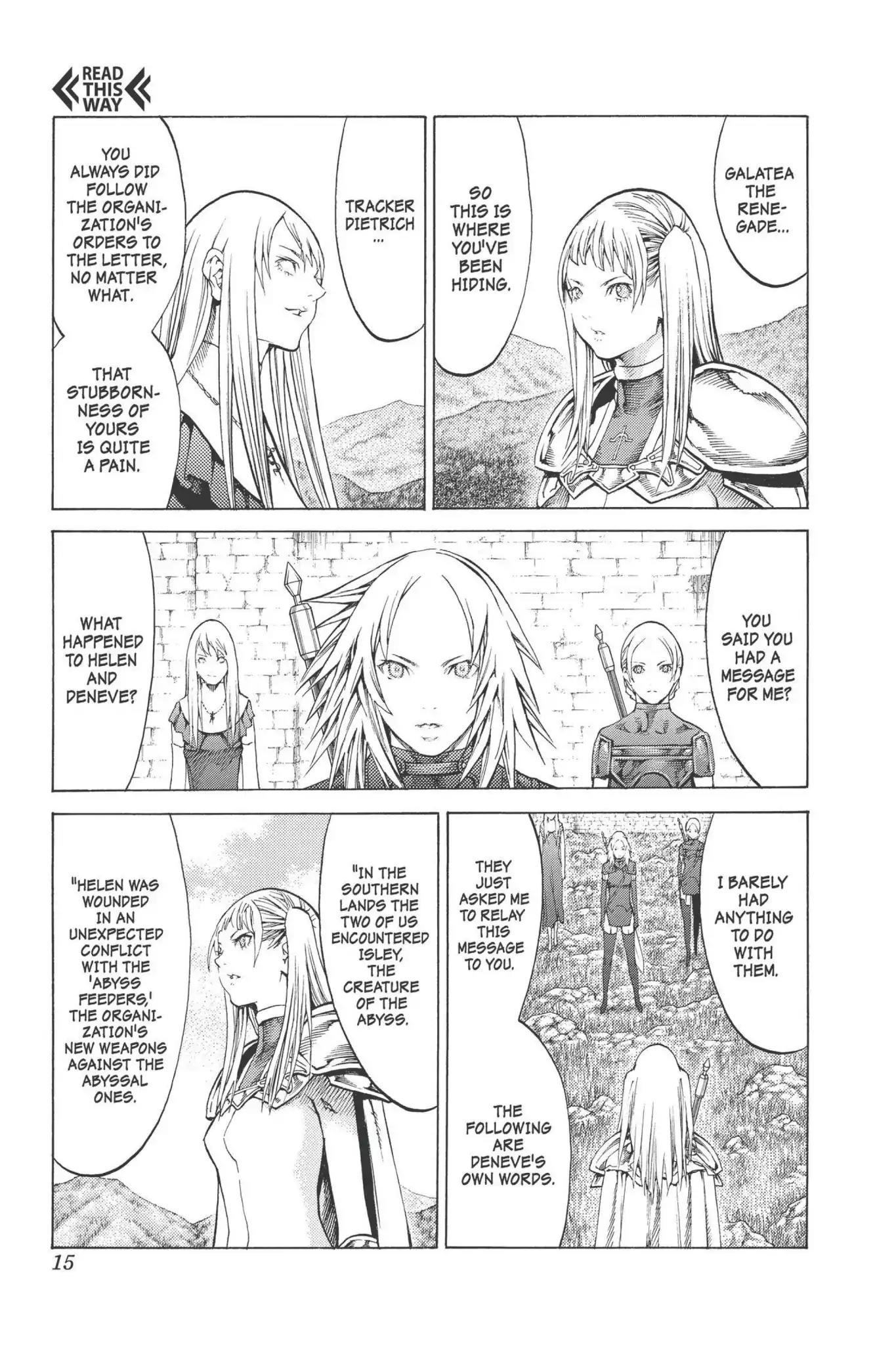 Claymore Chapter 90 page 15 - Chapter 90: Vol.17 Scene 90: The Claws of Memories, Part 1