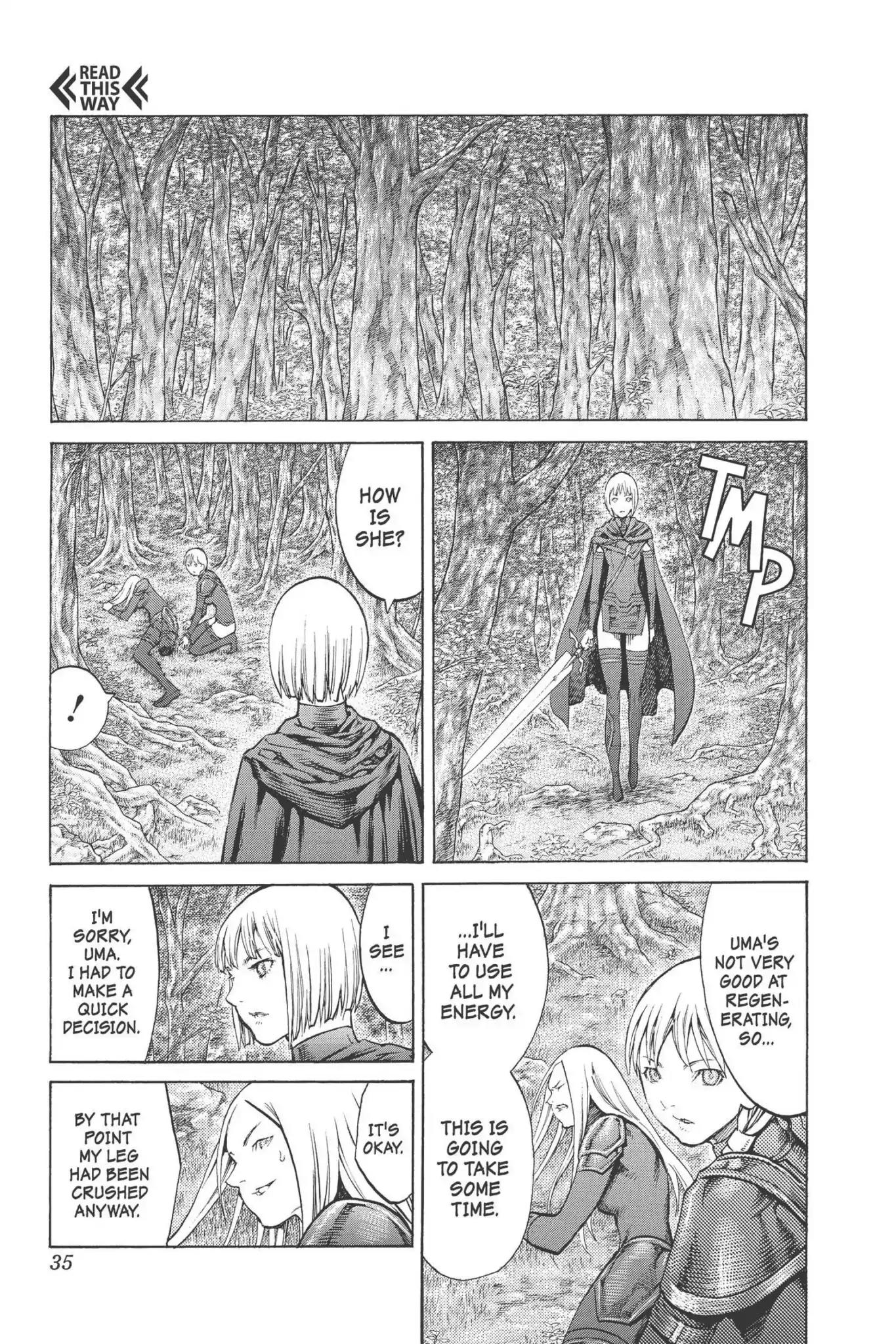 Claymore Chapter 90 page 35 - Chapter 90: Vol.17 Scene 90: The Claws of Memories, Part 1