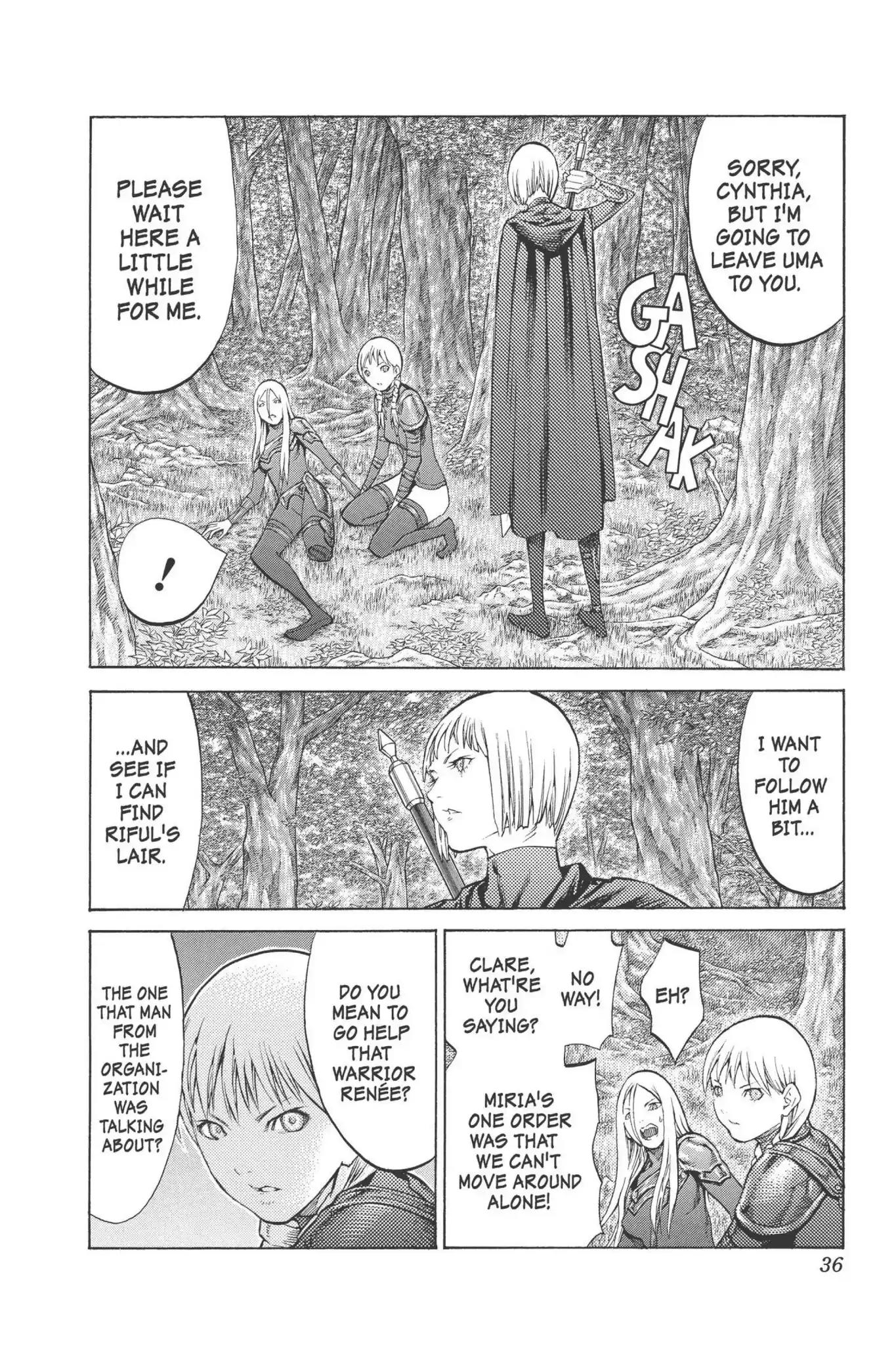 Claymore Chapter 90 page 36 - Chapter 90: Vol.17 Scene 90: The Claws of Memories, Part 1