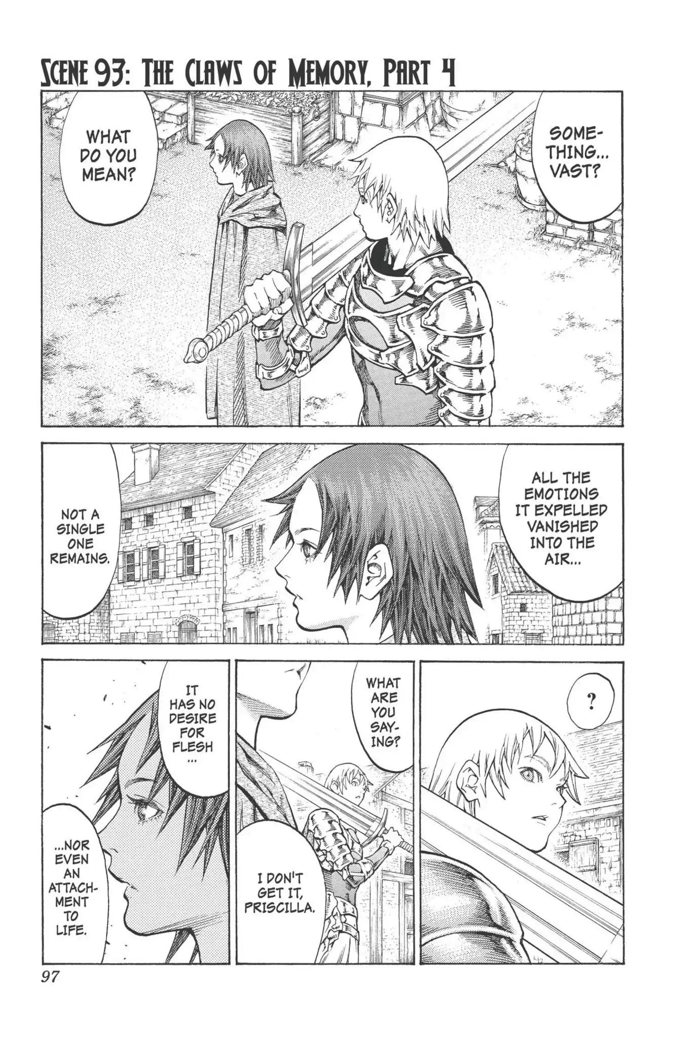 Claymore Chapter 93 page 1 - Chapter 93: Vol.17 Scene 93: The Claws of Memories, Part 4