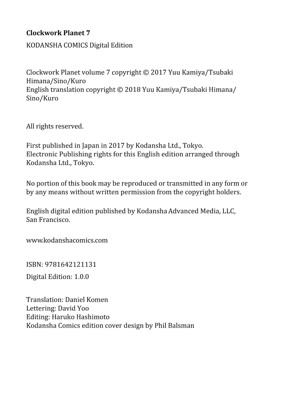 Clockwork Planet Chapter 35.5 page 7 - Vol.7 Afterword