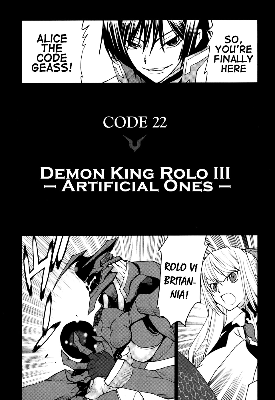 Code Geass: Nightmare of Nunnally Chapter 22 page 1 - Chapter 22: Demon King Rolo III:Artifical Ones