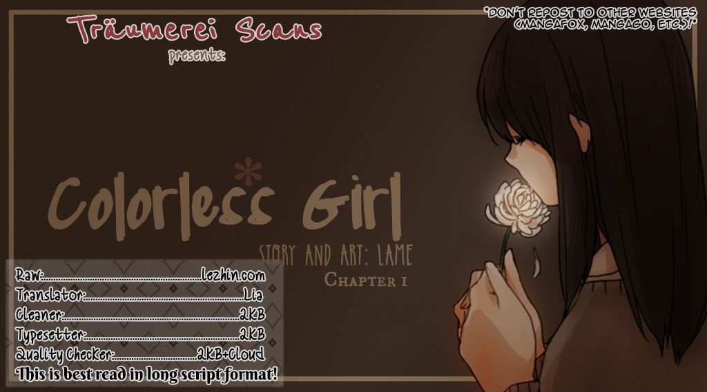 Colorless Girl Chapter 1 page 1 - Chapter 1 : Friday, April 5th