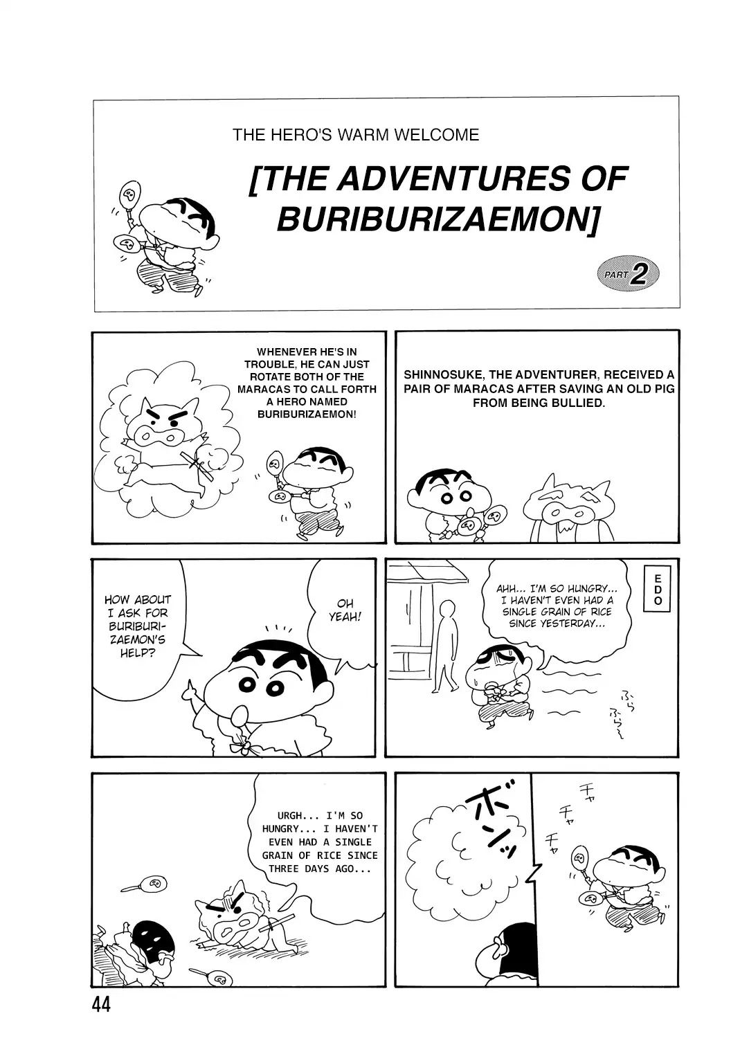 Crayon Shin-chan Chapter 15.3-2 page 2 - Vol.15 Chapter 3.2: Part 02 - The Hero's Warm Welcome [The Adventures Of Buriburizaemon]