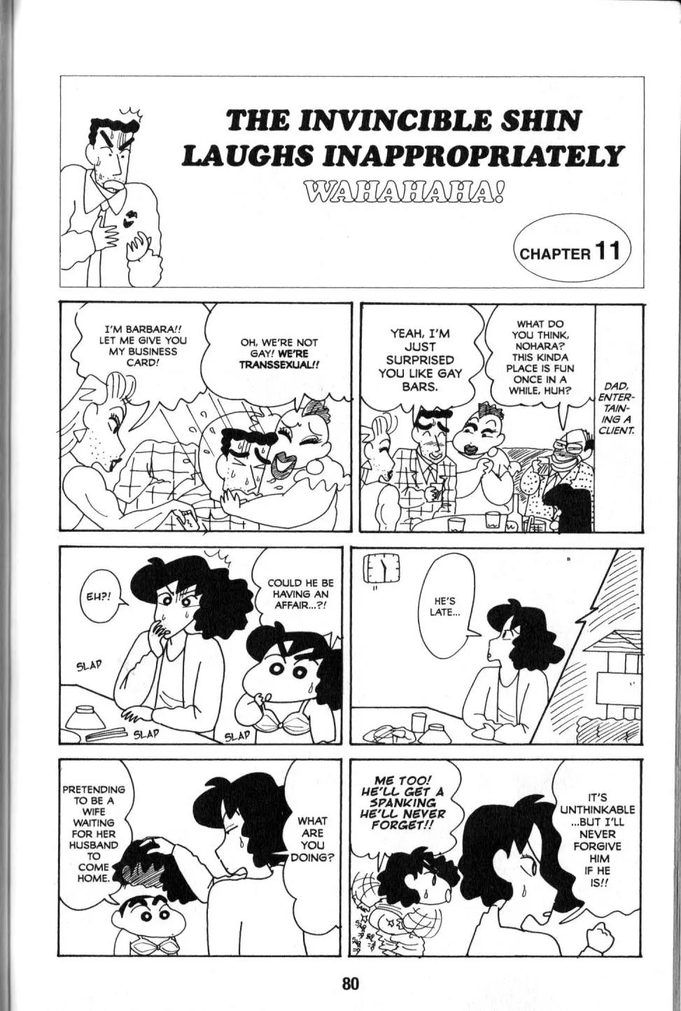 Crayon Shin-chan Chapter 9.2 page 32 - Vol.9 Chapter 2: The invincible Shin laughs inappropriately wahahahaha!