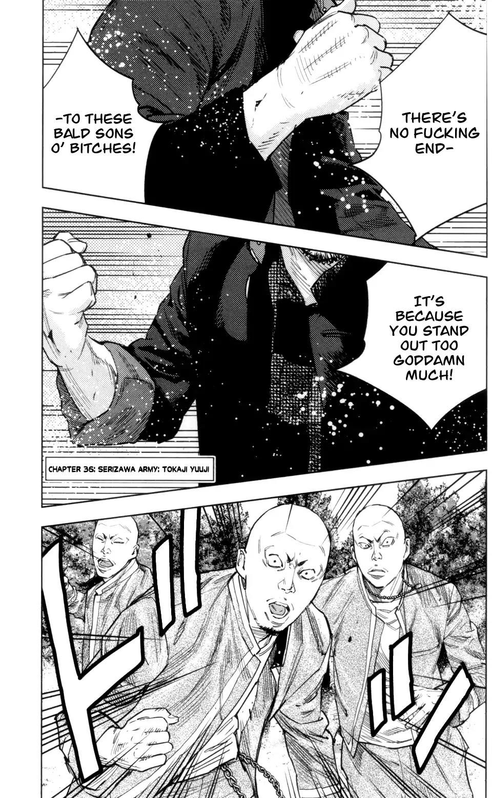 Crows Zero II: Suzuran x Houen Chapter 36 page 2 - Chapter 36: Serizawa Army: Tokaji Yuuji
