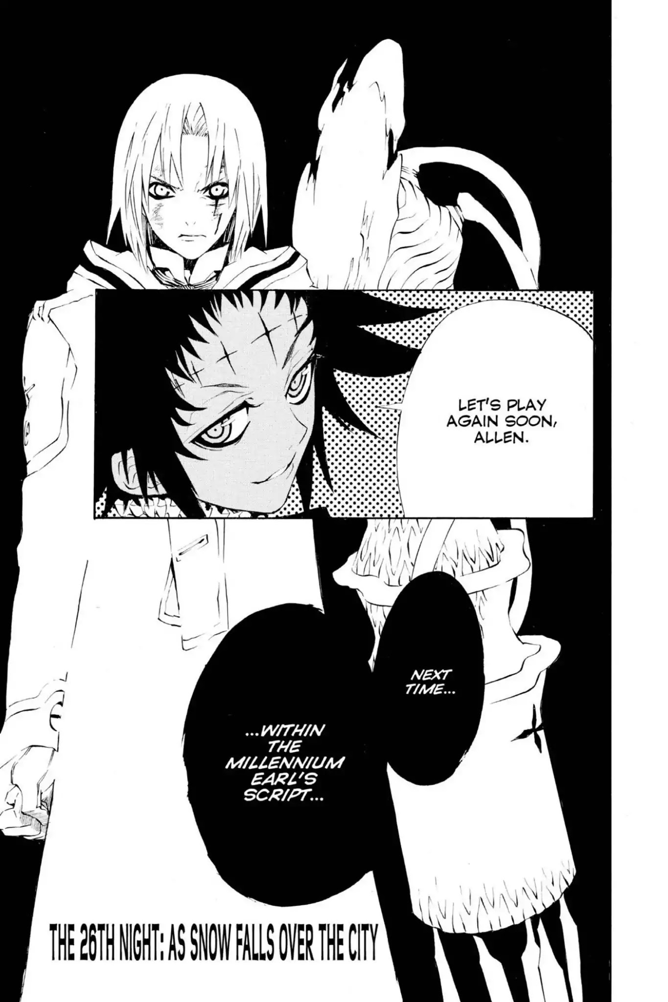 D.Gray-man Chapter 26 page 1 - Chapter 26: Vol.3 The 26th Night: As Snow Falls Over the City
