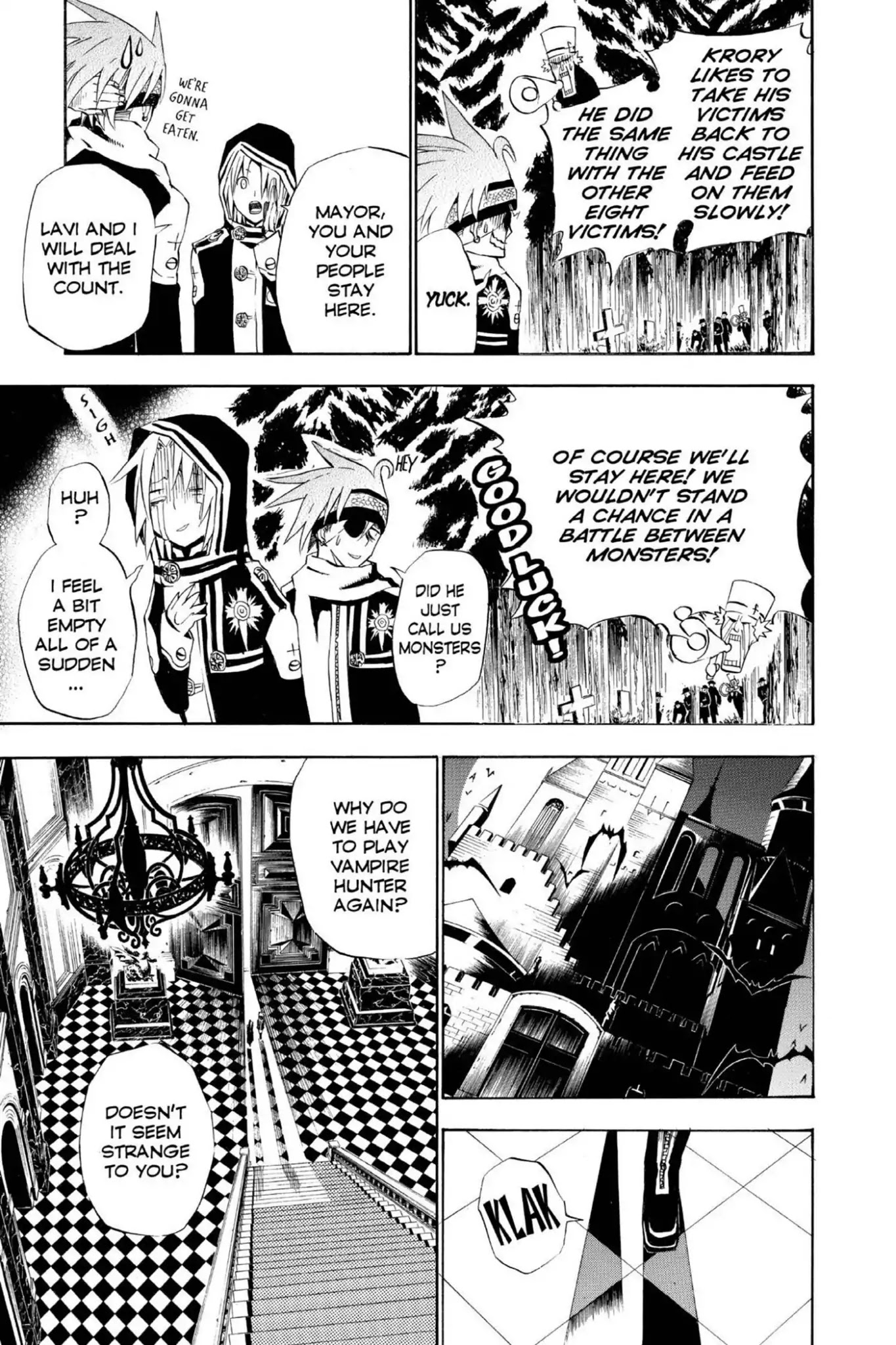D.Gray-man Chapter 33 page 8 - Chapter 33: Vol.4 The 33rd Night: Vampire of the Castle (3) - Krory Castle -