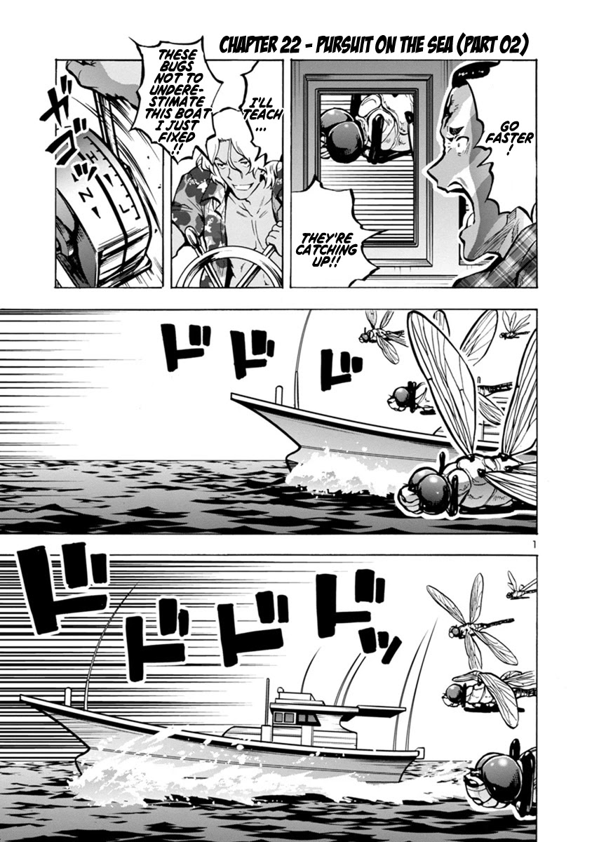 Dai Kyochuu Rettou Chapter 22.2 page 1 - Chapter 22.2: Pursuit on the sea (Part 02)