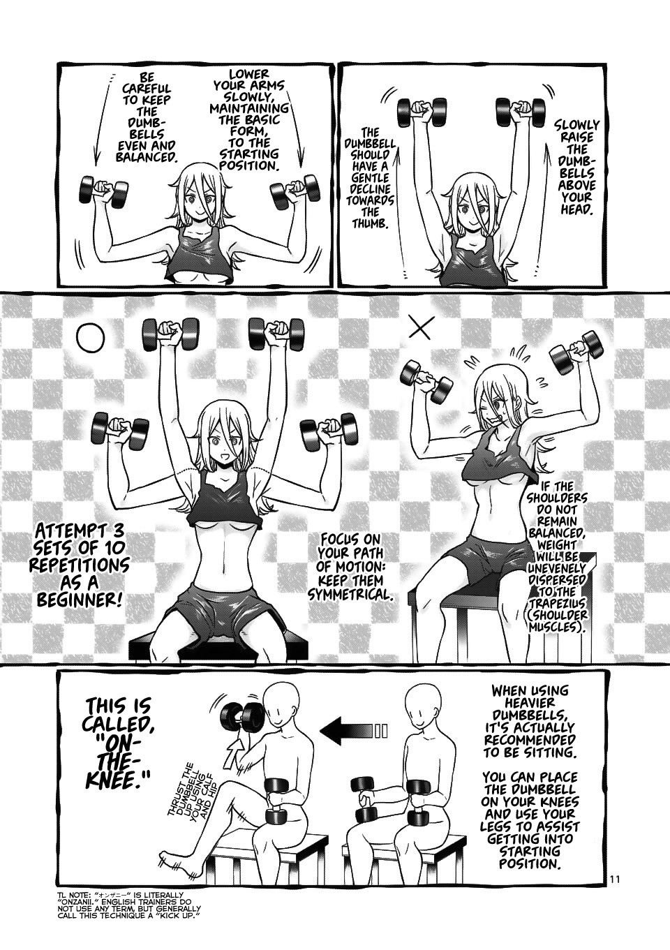 Danberu nan kiro moteru? Chapter 68 page 12 - Chapter 68: Dumbbell Shoulder Press