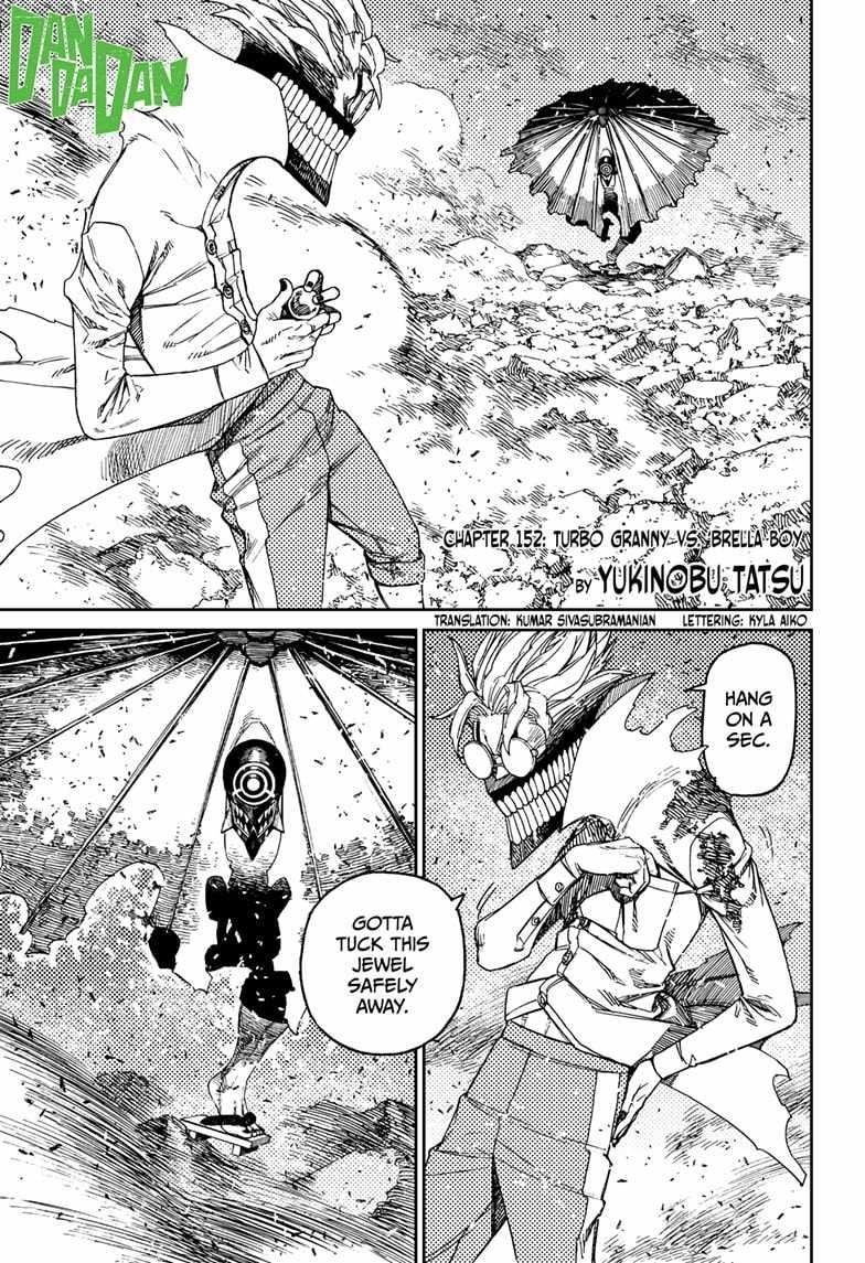 Dandadan Chapter 152 page 1 - Chapter 152: Turbo Granny vs. Brella Boy