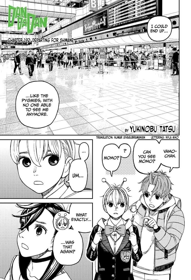 Dandadan Chapter 192 page 1 - Chapter 192: Departing for Shimane