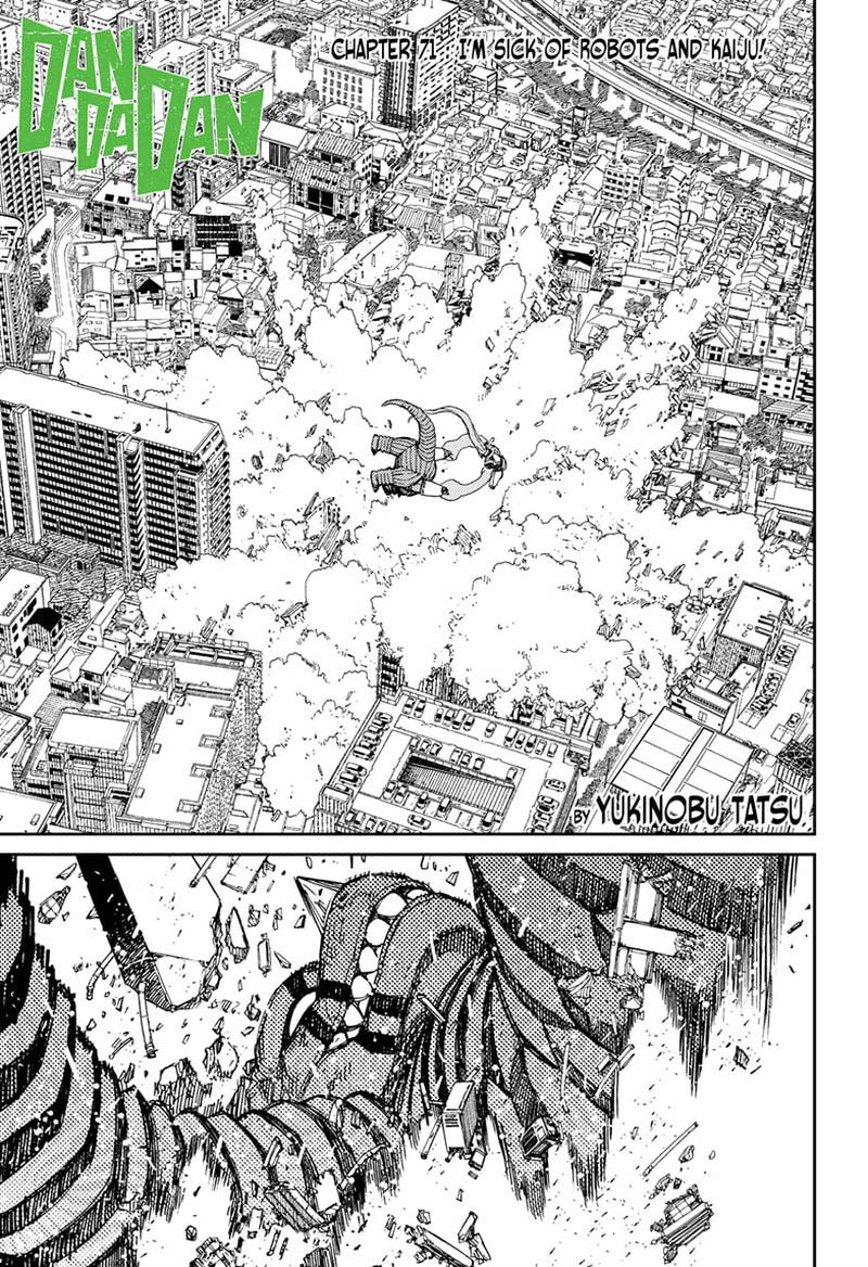 Dandadan Chapter 71 page 1 - Chapter 71: I'm Sick of Robots and Kaiju!