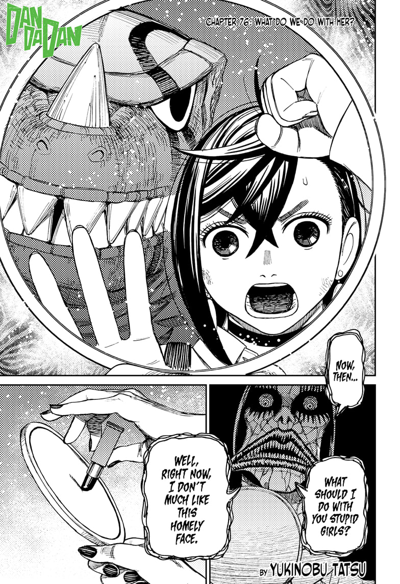 Dandadan Chapter 76 page 1 - Chapter 76: What Do We Do With Her?