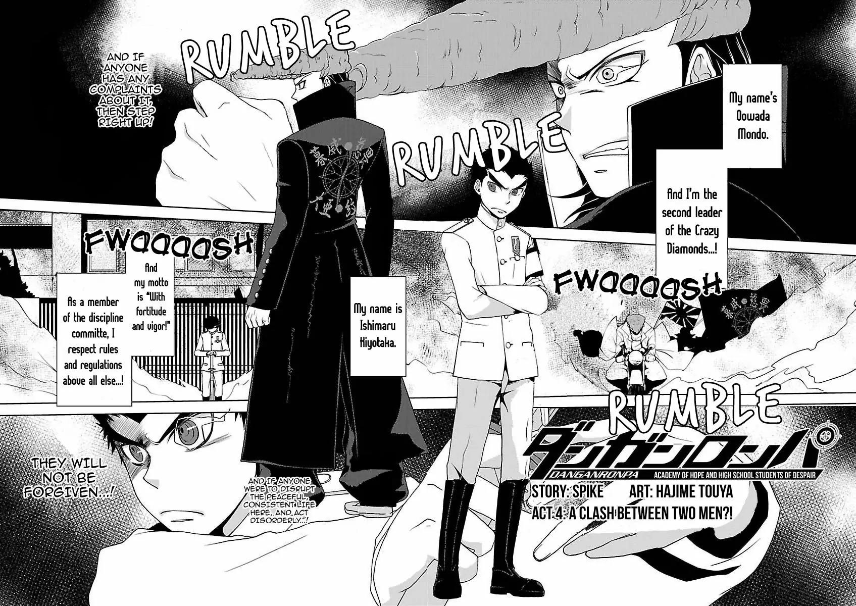 Danganronpa - Kibou no Gakuen to Zetsubou no Koukousei Chapter 4 page 1 - Chapter 4: A Clash Between Two Men!?