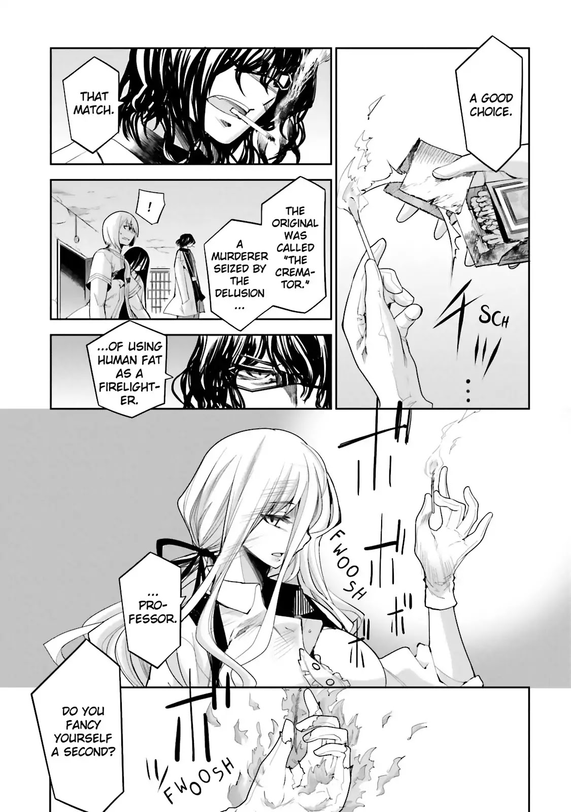 Dansai Bunri no Crime Edge Chapter 42 page 12 - Chapter 42: Vol.8 cut42: Witch of Flame
