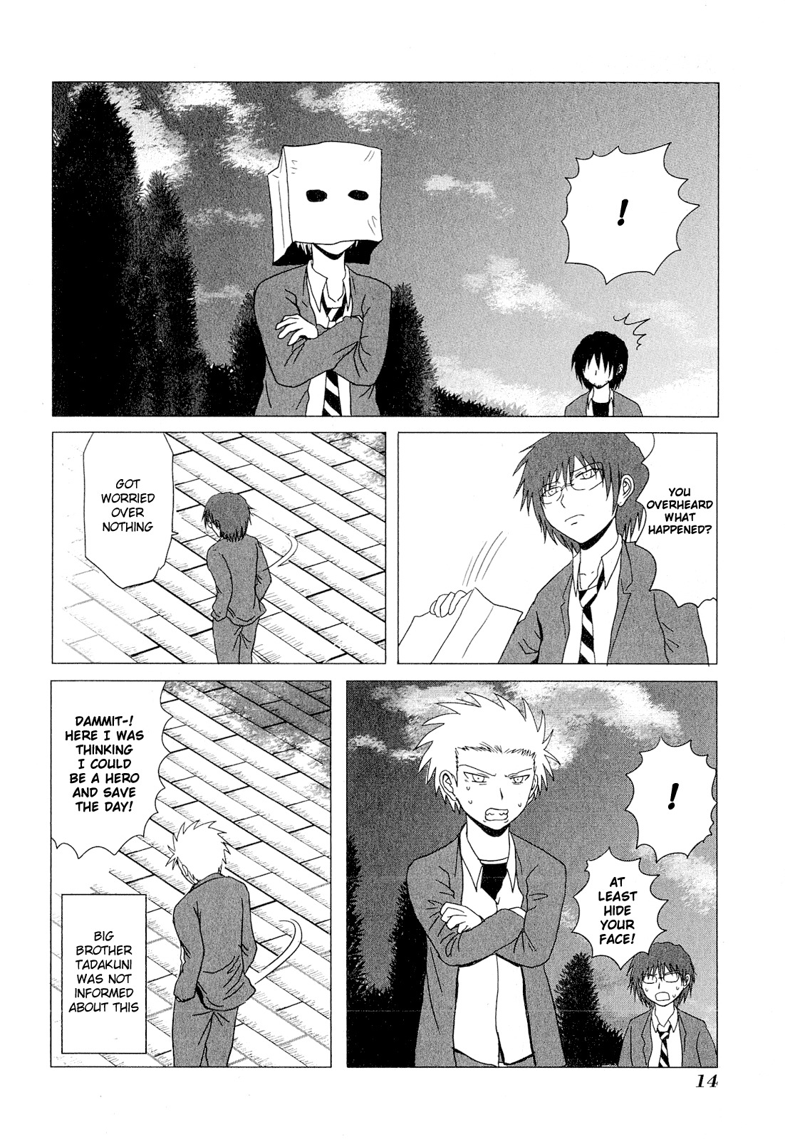 Danshi Koukousei no Nichijou Chapter 33 page 14 - Chapter 33: High School Boys And Little Sis's Worry