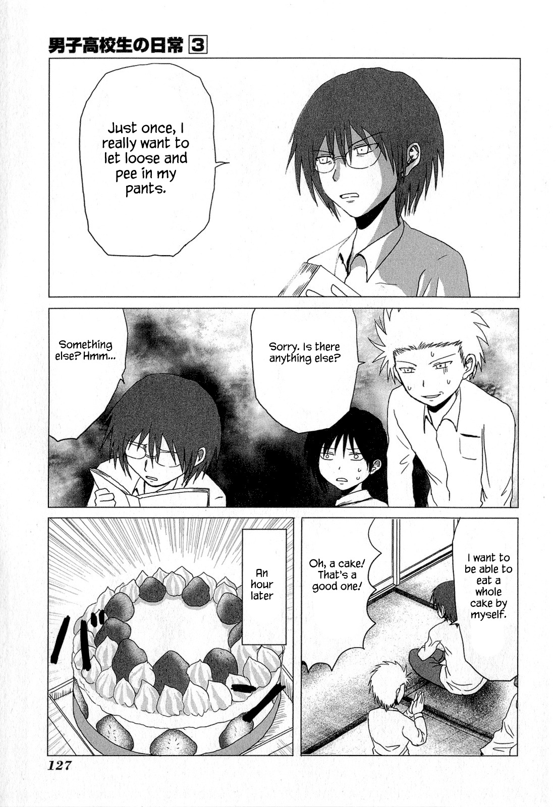 Danshi Koukousei no Nichijou Chapter 51 page 3 - Chapter 51: High School Boys And a Cake