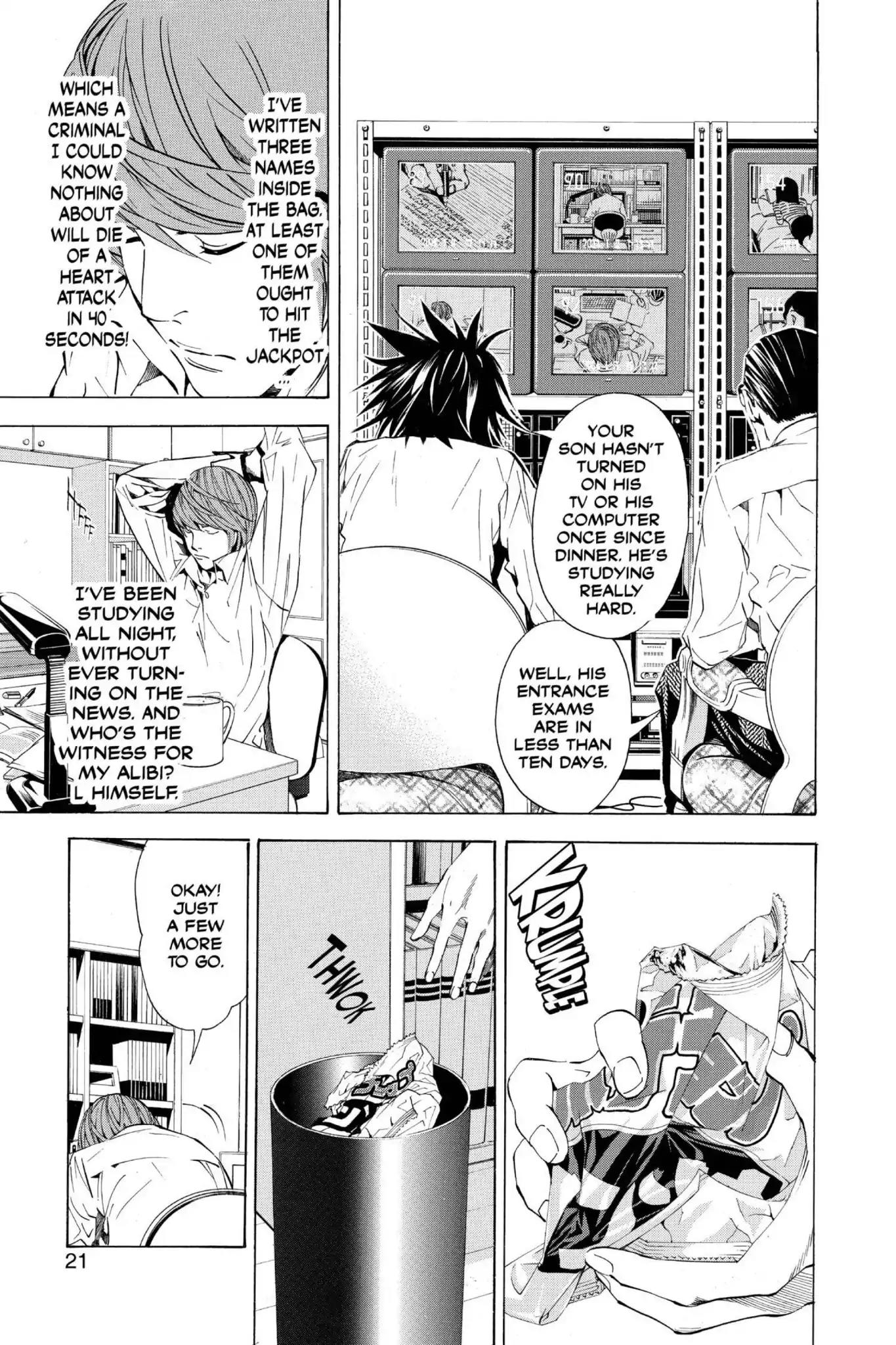 Death Note manga, chapter 17, page 22 of 27
