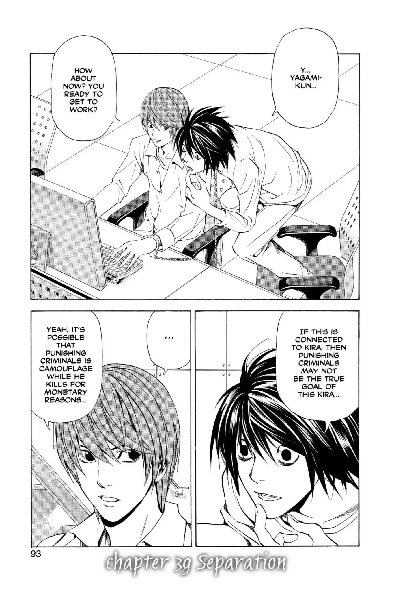 Death Note Chapter 39 page 1 - Chapter 39: Separation