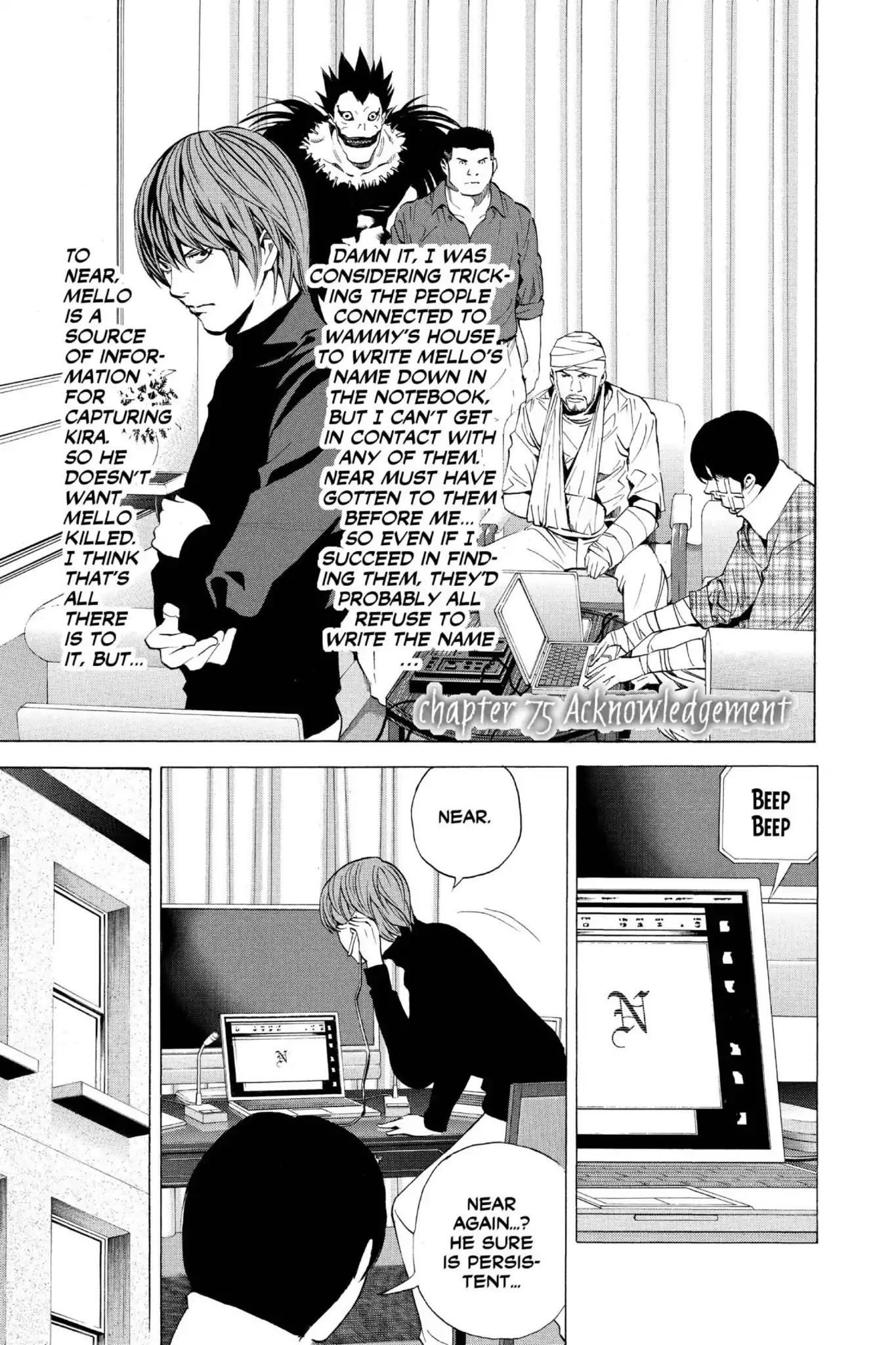 Death Note manga, chapter 75, page 1 of 22