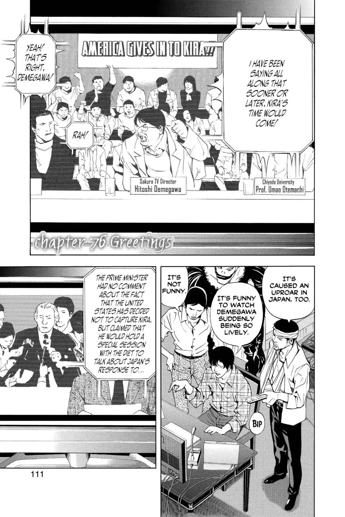 Death Note manga, chapter 76, page 1 of 22