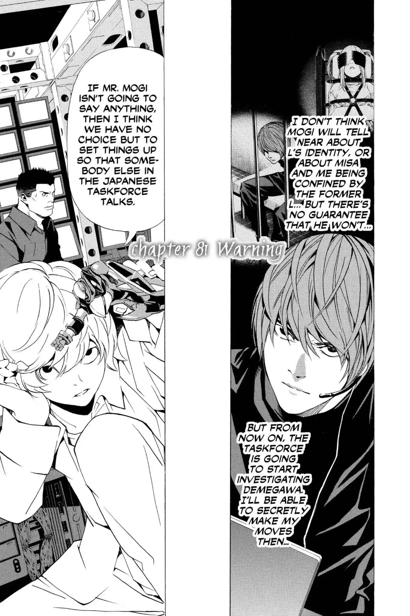 Death Note Chapter 81 page 1 - Chapter 81: Warning
