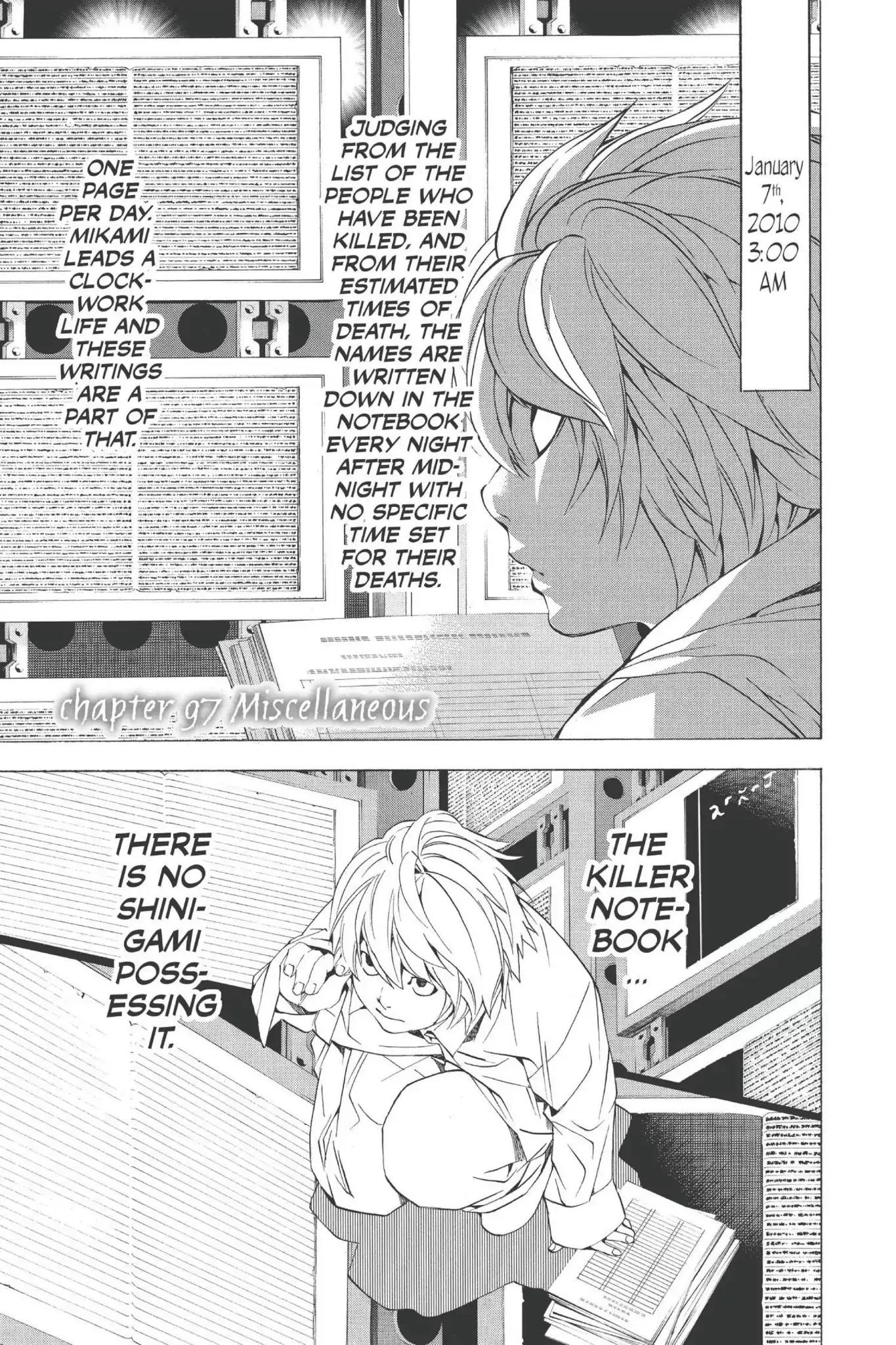 Death Note Chapter 97 page 1 - Chapter 97: Miscellaneous