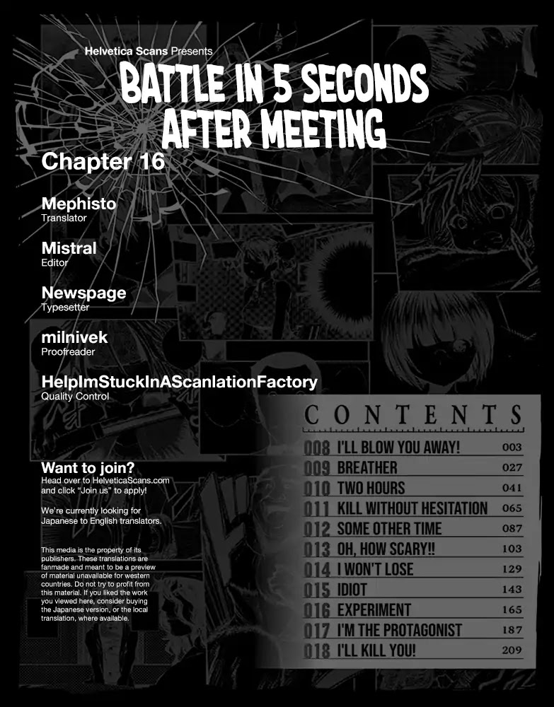 Deatte 5 Byou de Battle Chapter 16 page 1 - Chapter 16: Experiment
