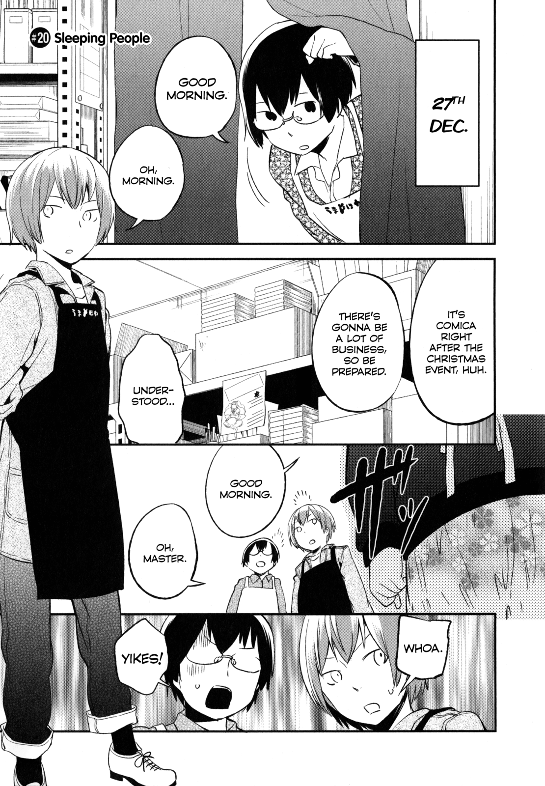 Denkigai no Honya-san Chapter 20 page 1 - Chapter 20: Sleeping People