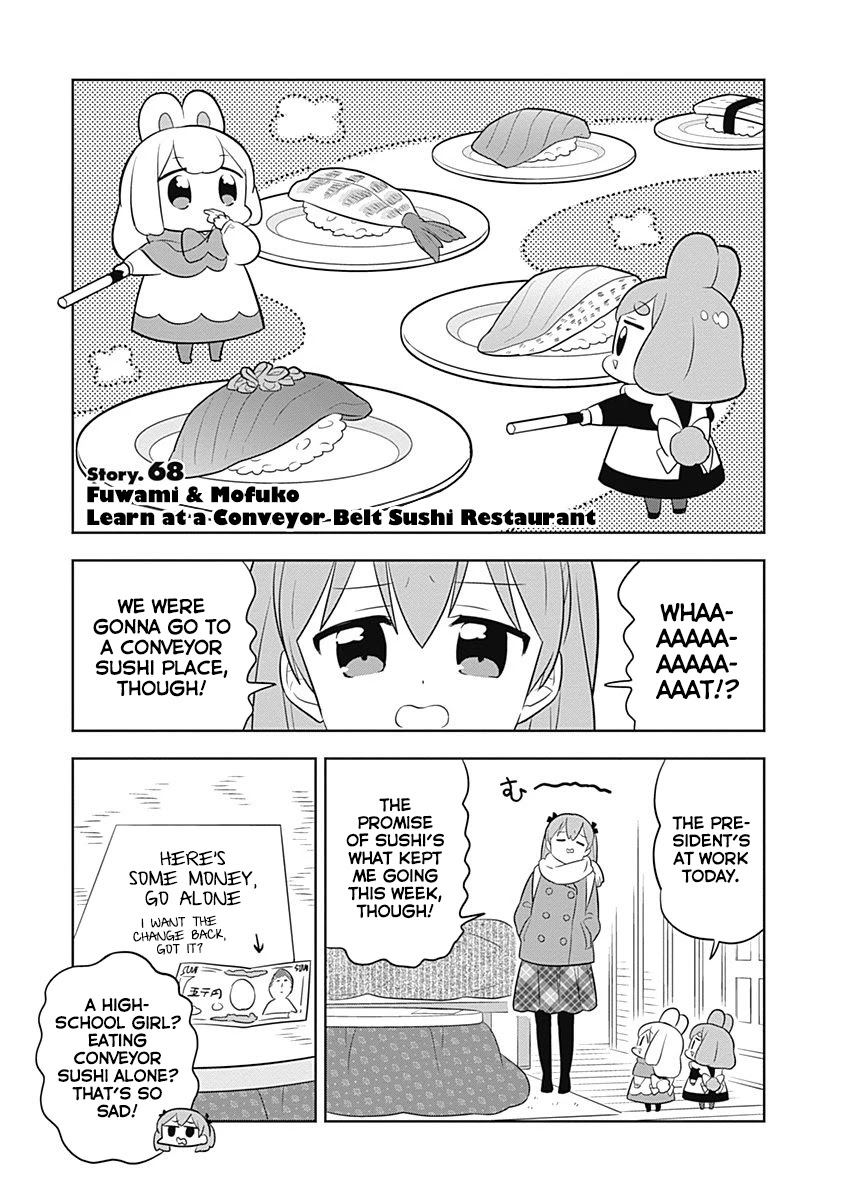 Department of Corporate Slave Rabbits Chapter 68 page 1 - Chapter 68: Fuwami & Mofuko Learn at a Conveyor Belt Sushi Restaurant