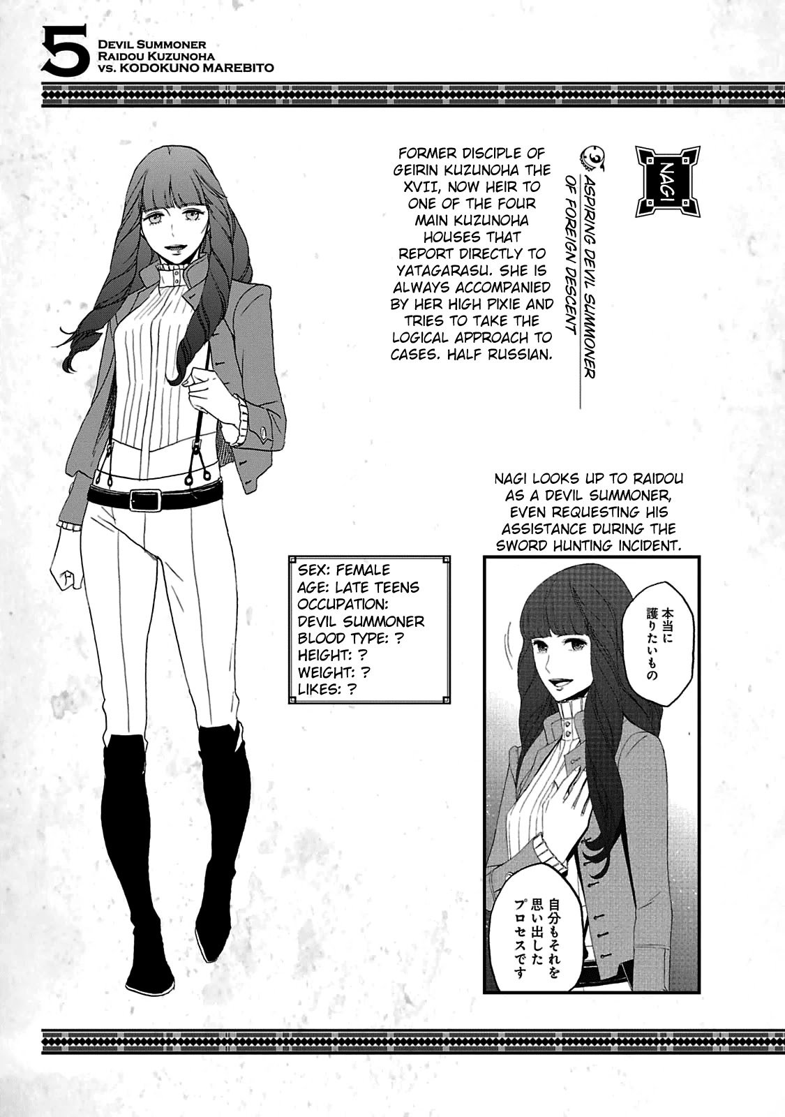 Devil Summoner - Kuzunoha Raidou Tai Kodoku no Marebito Chapter 29.5 page 14 - Chapter 29.5: Character Settings