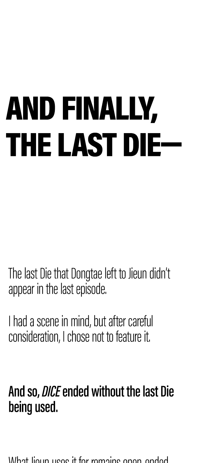 DICE: The Cube that Changes Everything Chapter 388 page 29 - Chapter 388: Afterword [END]