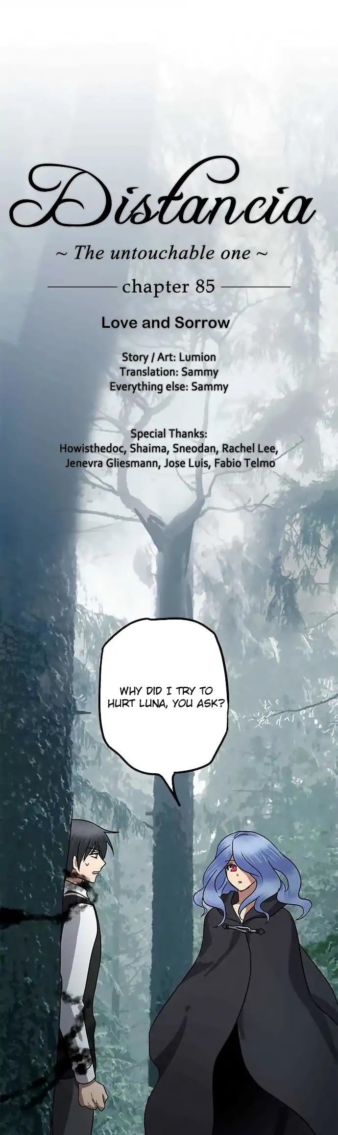 Distancia ~ The Untouchable One ~ Chapter 85 page 1 - Chapter 85: Love and Sorrow