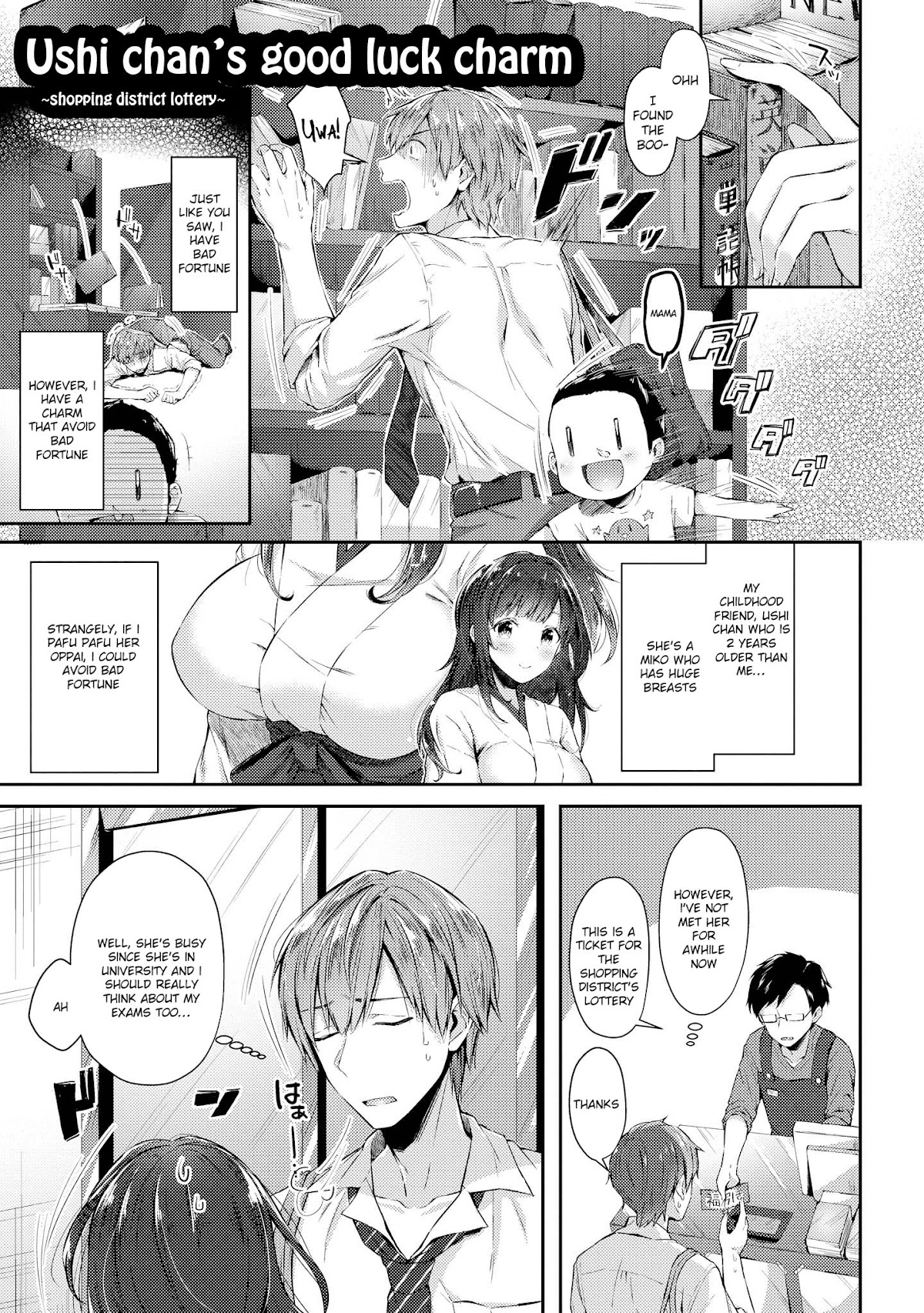 Do You like Fluffy Boobs? Busty Girl Anthology Comic Chapter 4 page 2 - Chapter 4: Ushi Chan's Good Luck Charm ~shopping district lottery~
