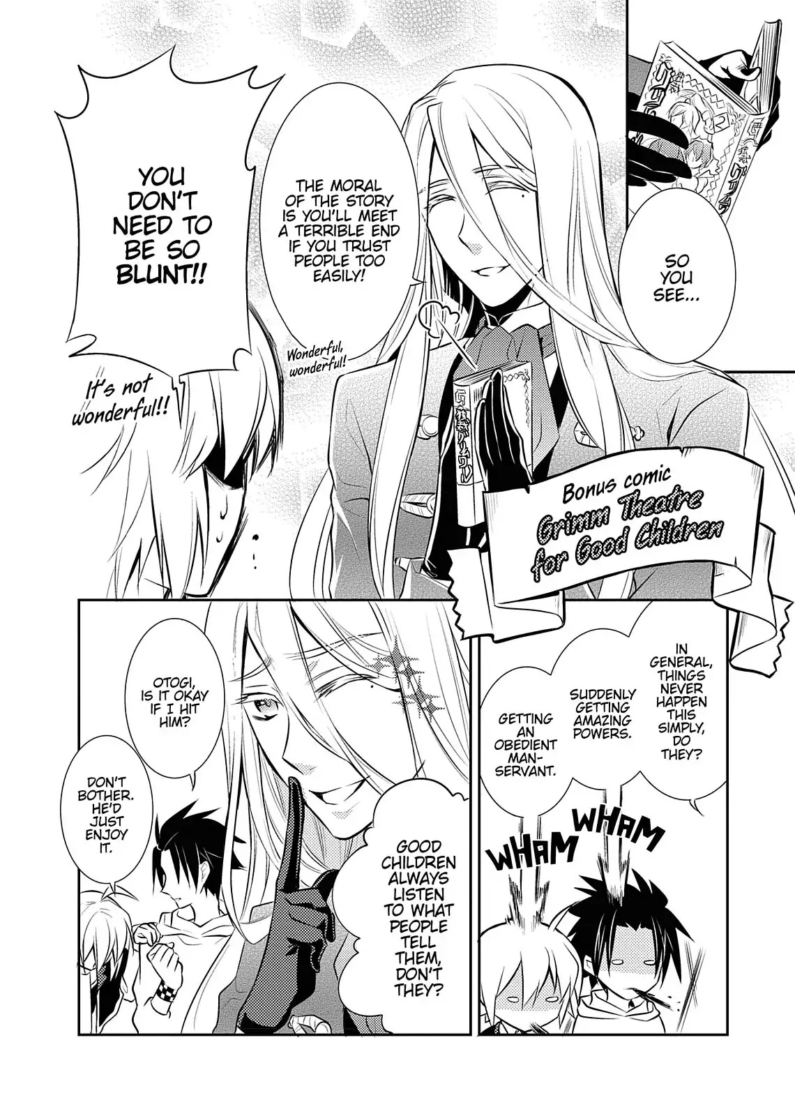 Dokusai Grimoire Chapter 10.5 page 1 - Vol.2 Bonus Comic: Grimm Theatre for Good Children