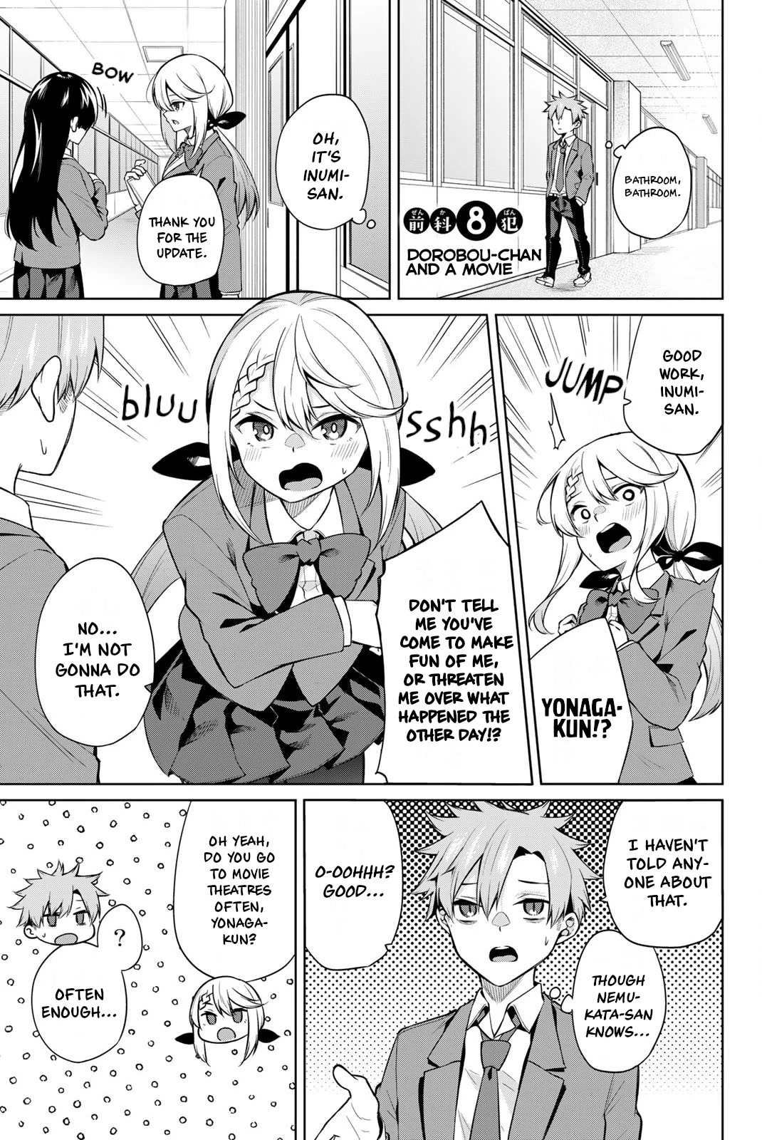 Dorobou-chan Chapter 8 page 1 - Chapter 8: Dorobou-chan and a Movie.