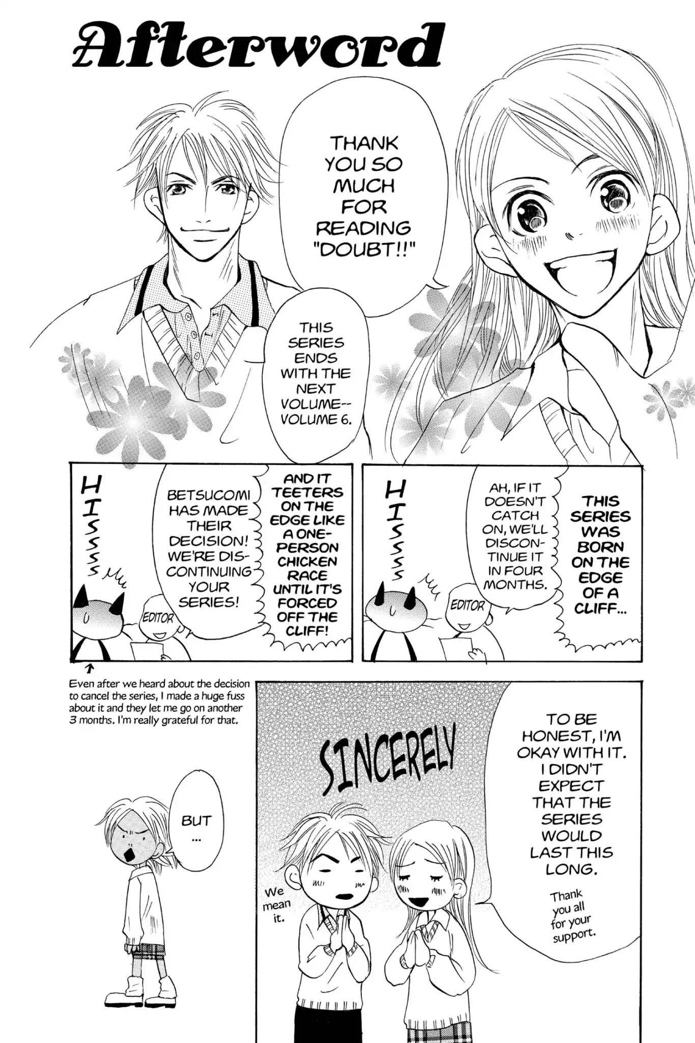 Doubt!! (Izumi Kaneyoshi) Chapter 23.5 page 1 - Vol.5 Afterword
