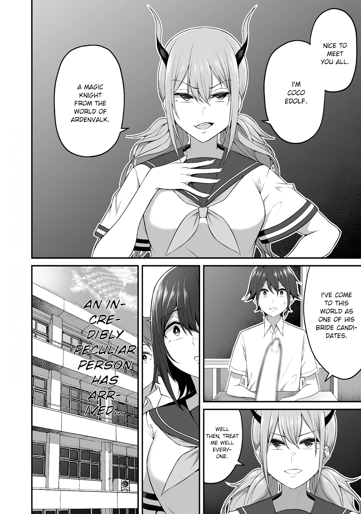 Douyara Boku no Hanayome wa Onna Kishidan na you de. Chapter 4 page 2 - Chapter 4: Female knight, being shameless at school!