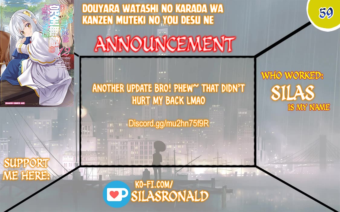 Douyara Watashi No Karada Wa Kanzen Muteki No You Desu Ne Chapter 59 page 1 - Chapter 59