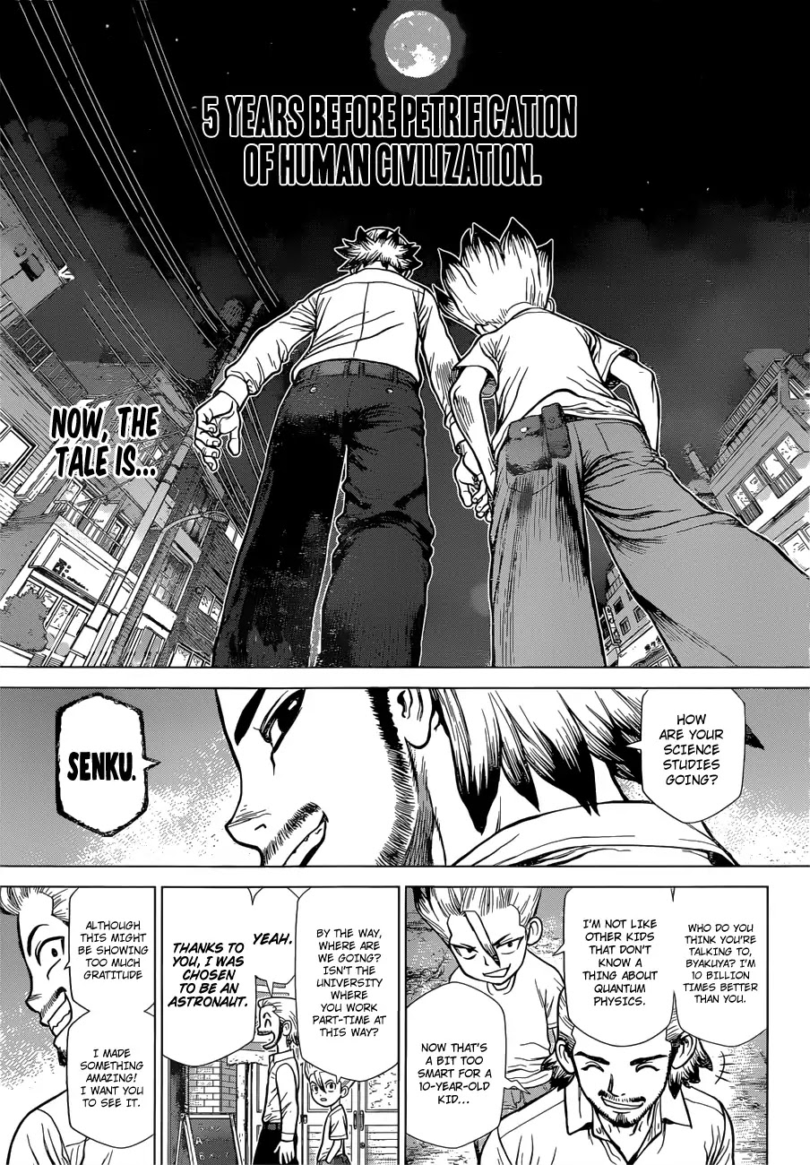 Dr. Stone Reboot: Byakuya Chapter 1 page 3 - Chapter 1: Z=1: Humanity's Support