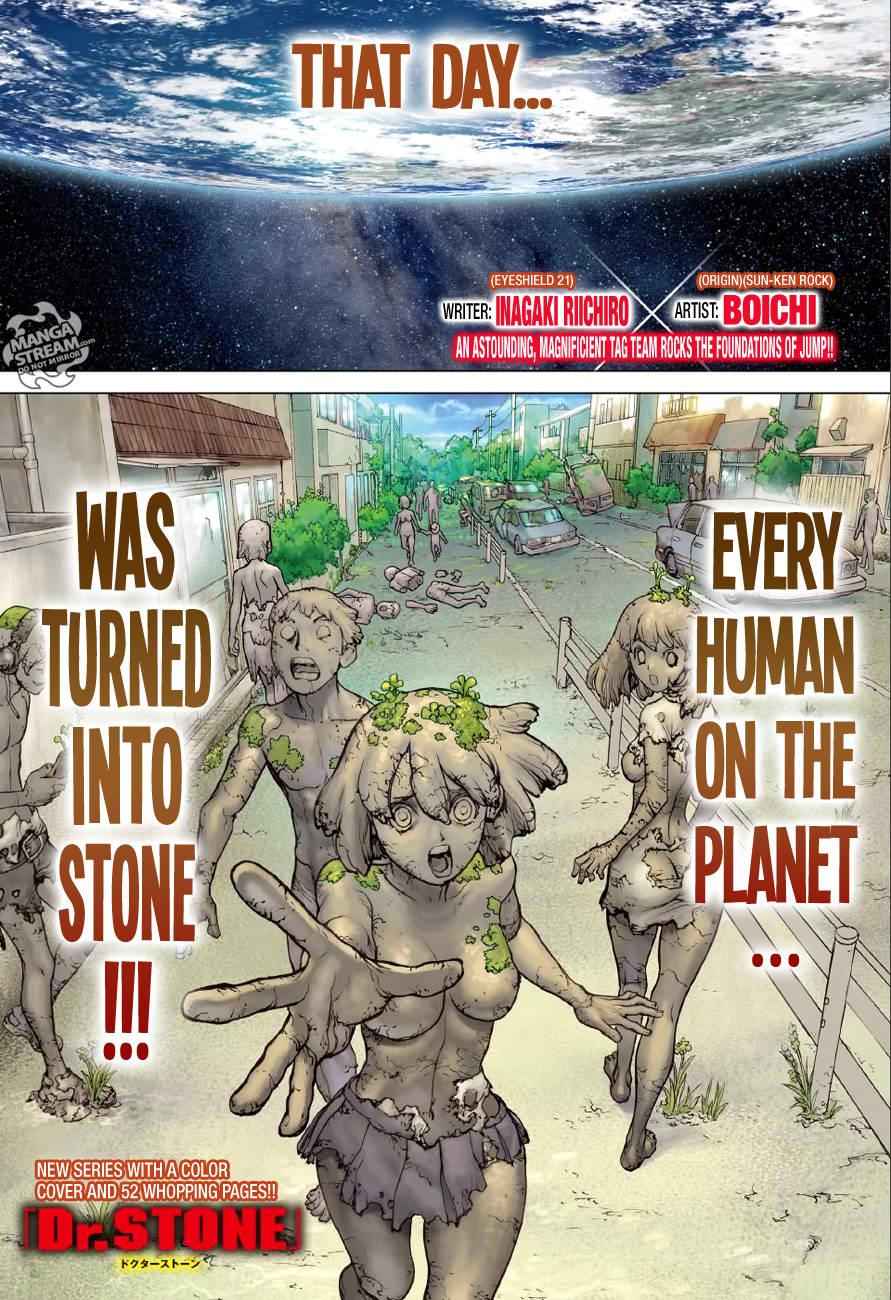 Dr. Stone Chapter 1 page 2 - Chapter 1: Stone World