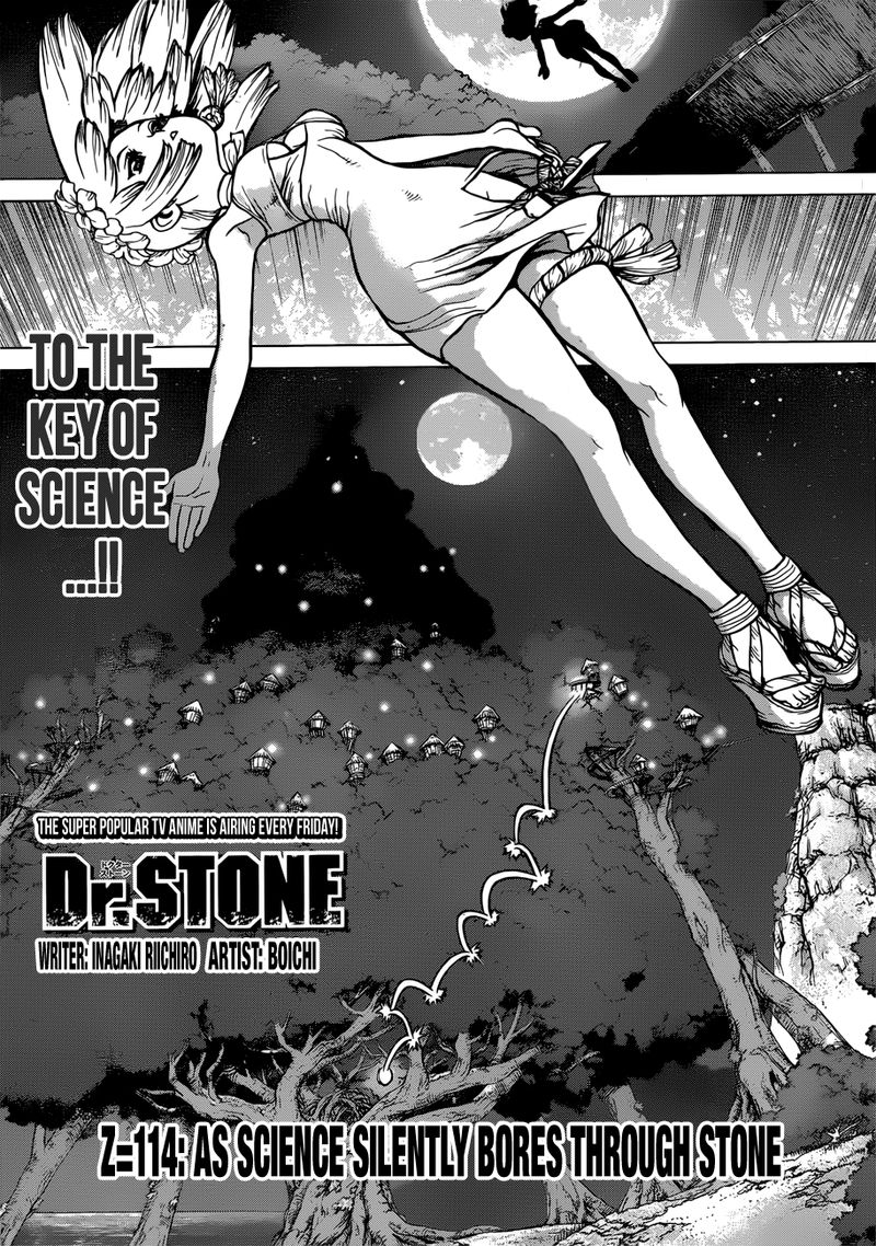 Dr. Stone Chapter 114 page 1 - Chapter 114: Silently, Science Pierces the Stone