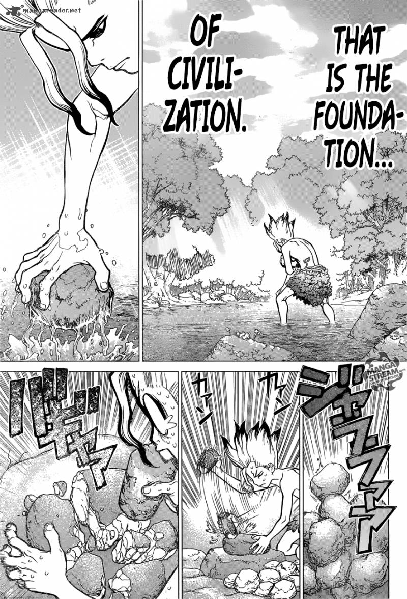 Dr. Stone Chapter 13 page 10 - Chapter 13: Part 1: Stone World: The Beginning