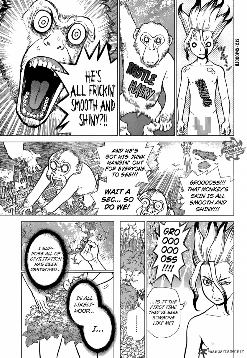 Dr. Stone Chapter 13 page 5 - Chapter 13: Part 1: Stone World: The Beginning