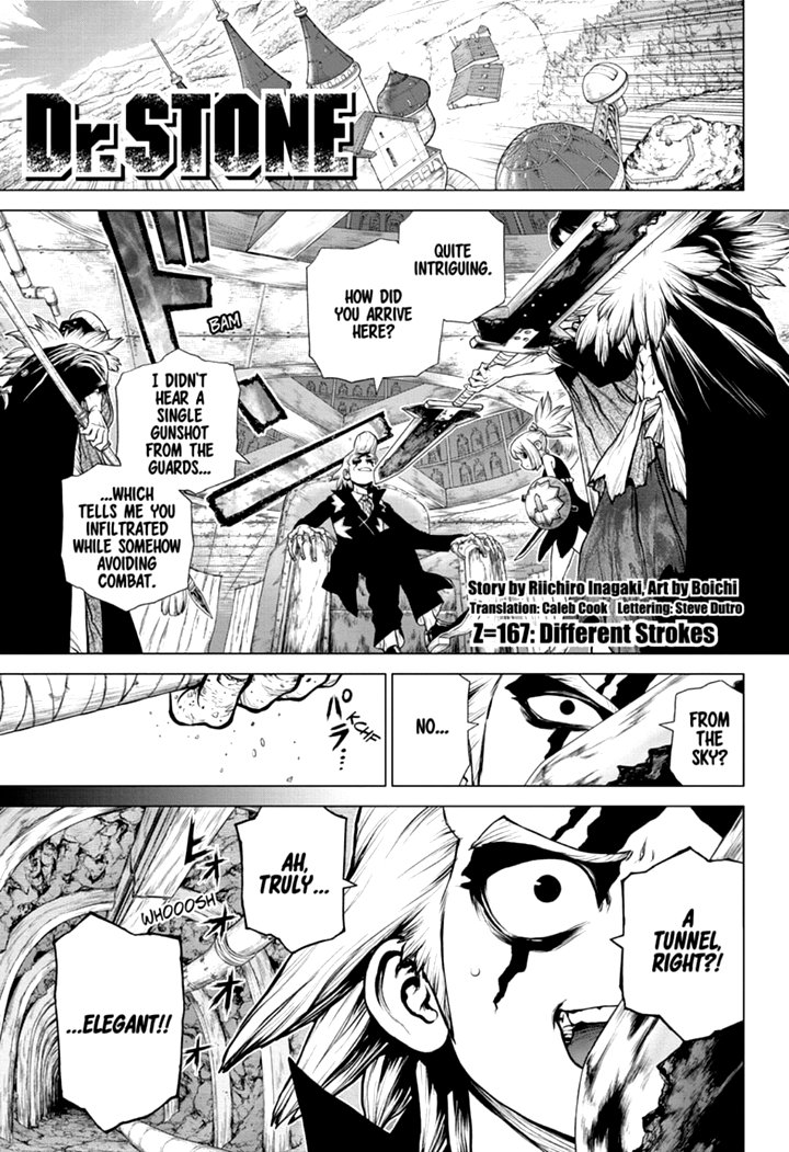 Dr. Stone Chapter 167 page 1 - Chapter 167: Different Strokes