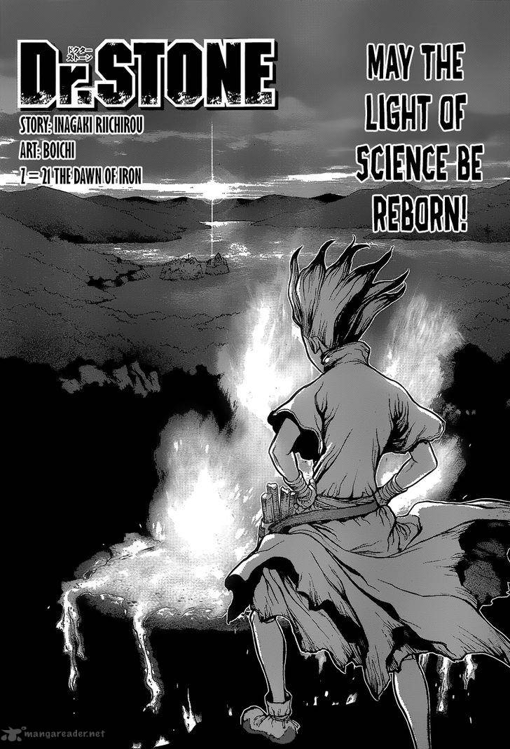 Dr. Stone Chapter 21 page 1 - Chapter 21: Dawn of Iron