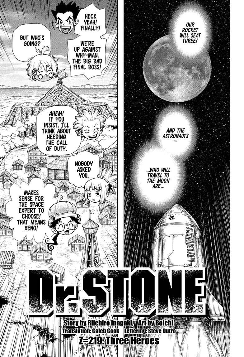 Dr. Stone Chapter 219 page 1 - Chapter 219: Three Heroes