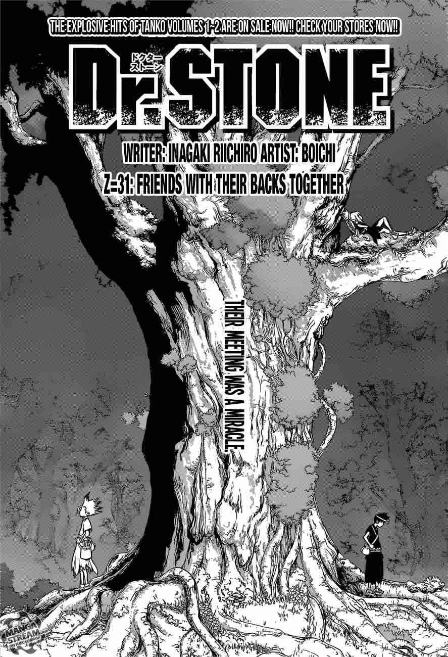 Dr. Stone Chapter 31 page 1 - Chapter 31: Friends Have Each Other's Backs