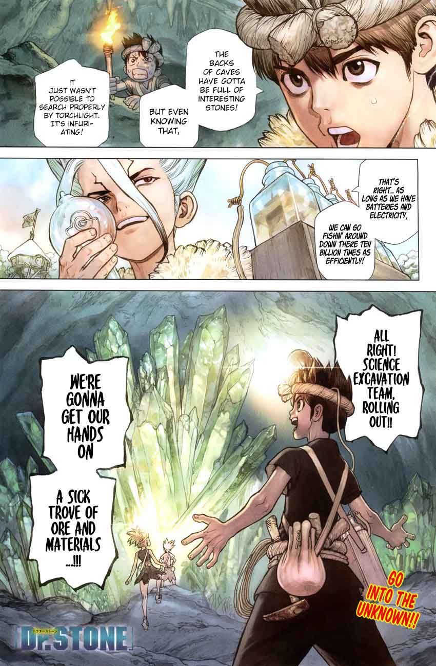 Dr. Stone Chapter 54 page 1 - Chapter 54: Flickering Blue Jewel